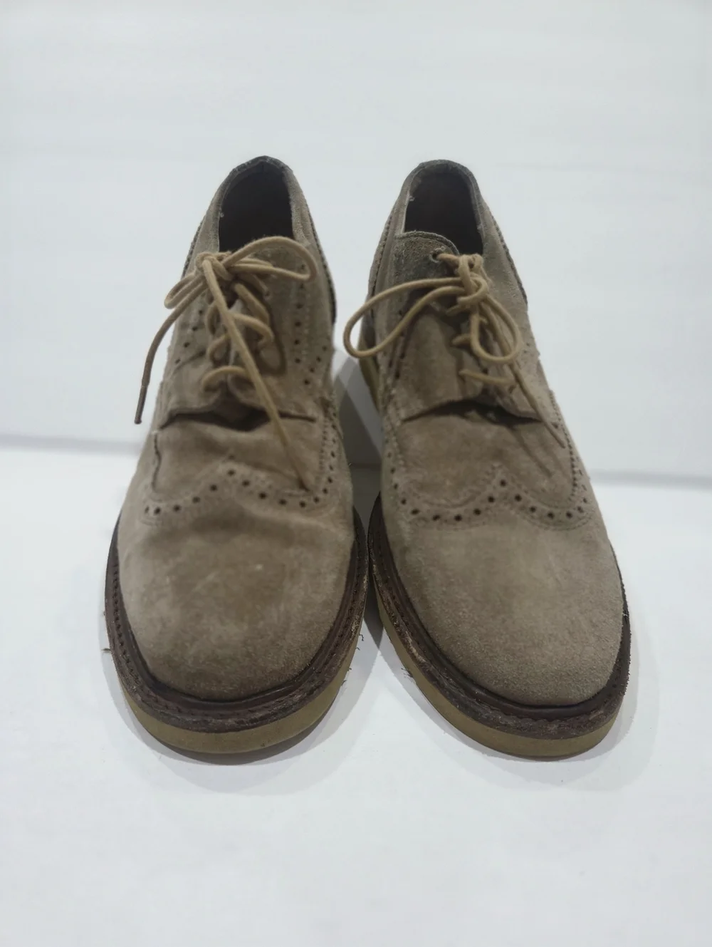 Frye Jim Wedge Men's Tan Suede Wingtip Oxford Sz.7D Shoes